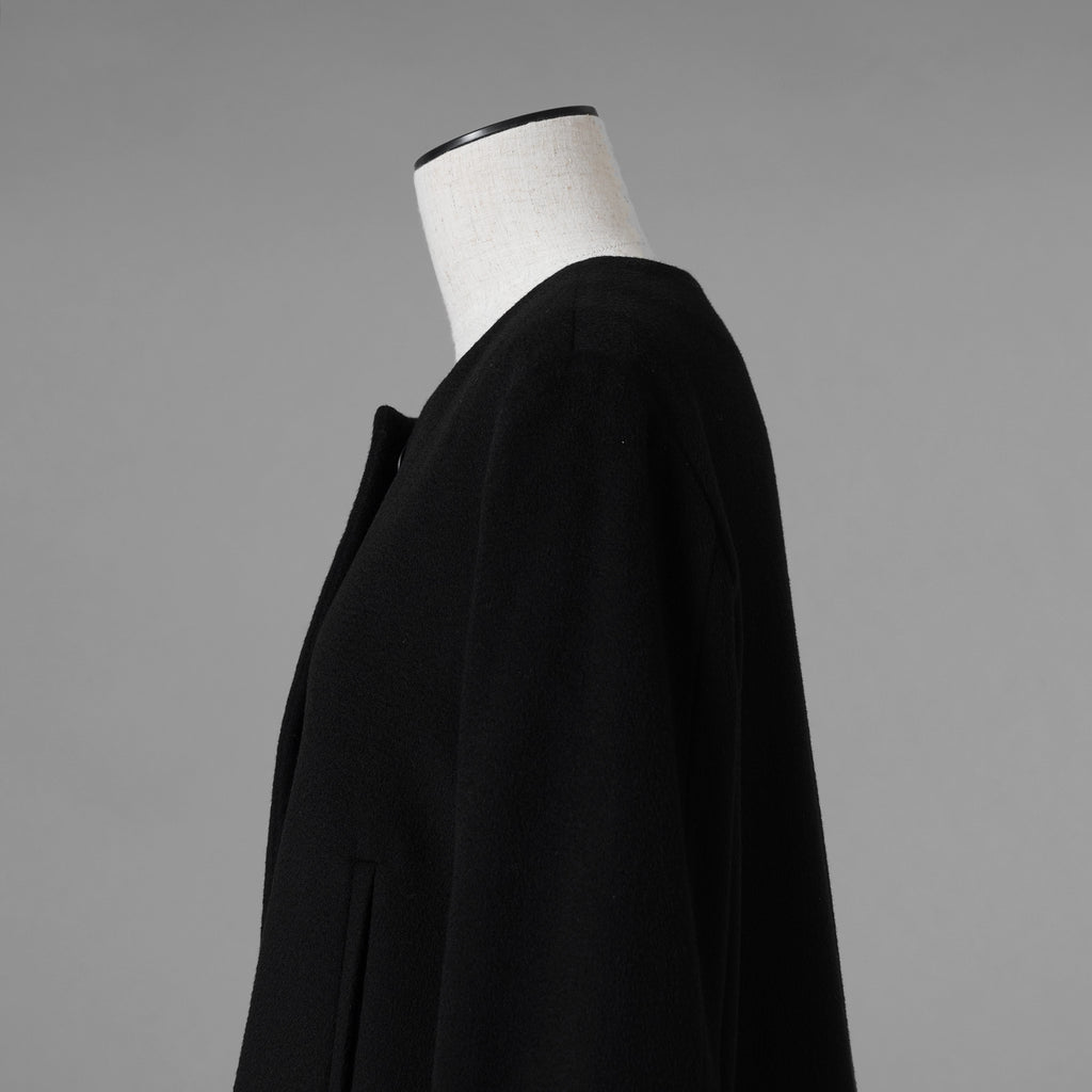 MAX MARA STUDIO マックス マーラ ステュディオ / 美品 ノーカラー ウールコート アウター / 60360263 / size 42 (BLACK) レディース 352085-yng