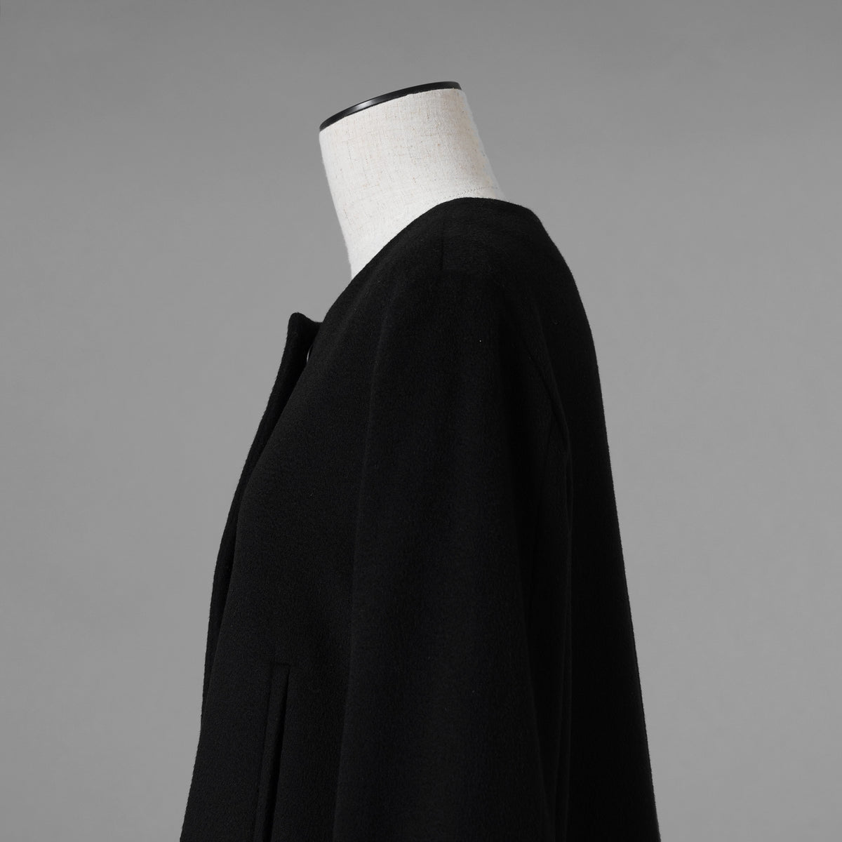 MAX MARA STUDIO マックス マーラ ステュディオ / 美品 ノーカラー ウールコート アウター / 60360263 / size 42 (BLACK) レディース 352085-yng