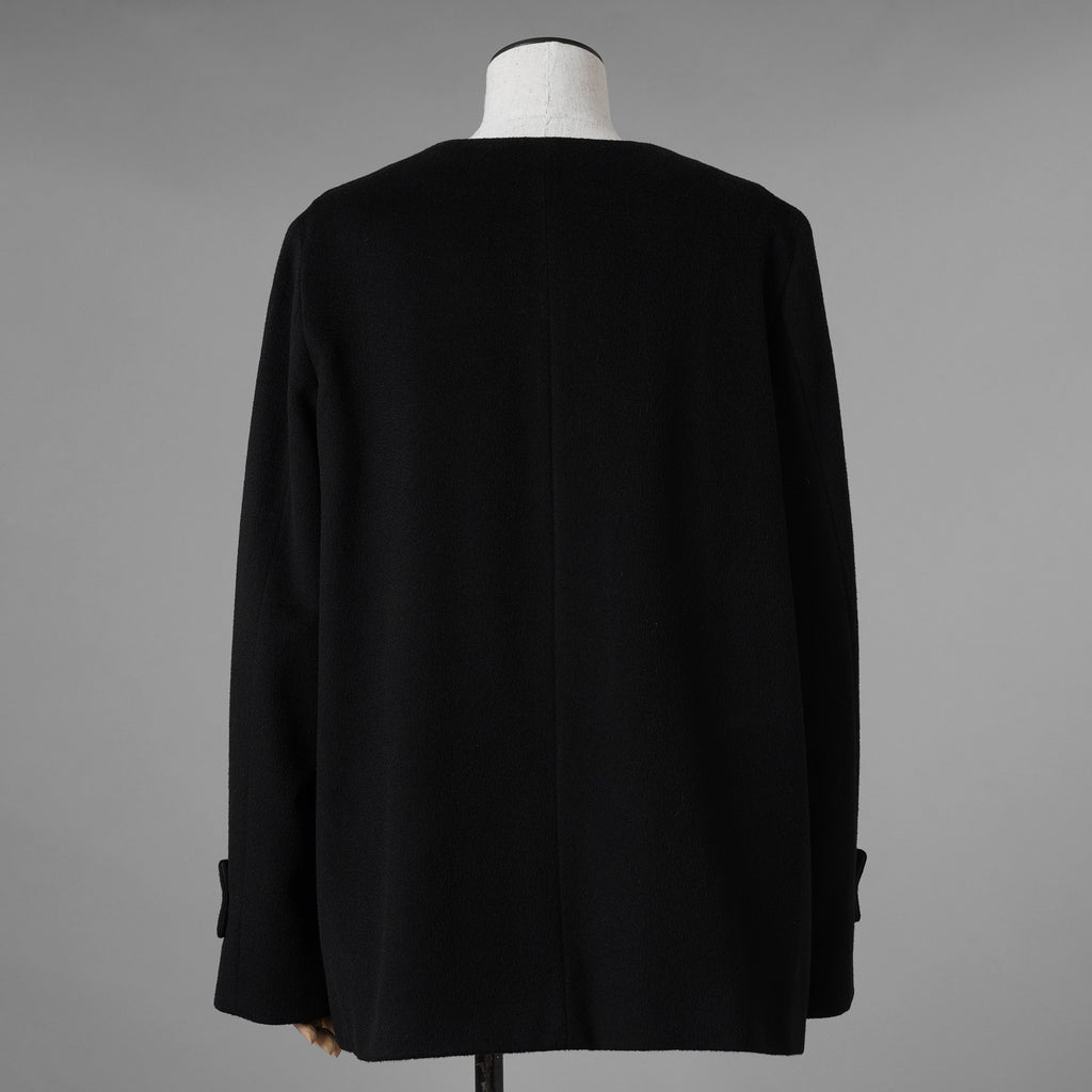 MAX MARA STUDIO マックス マーラ ステュディオ / 美品 ノーカラー ウールコート アウター / 60360263 / size 42 (BLACK) レディース 352085-yng