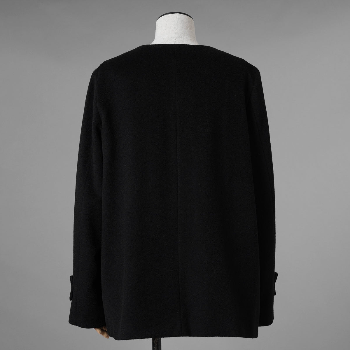 MAX MARA STUDIO マックス マーラ ステュディオ / 美品 ノーカラー ウールコート アウター / 60360263 / size 42 (BLACK) レディース 352085-yng