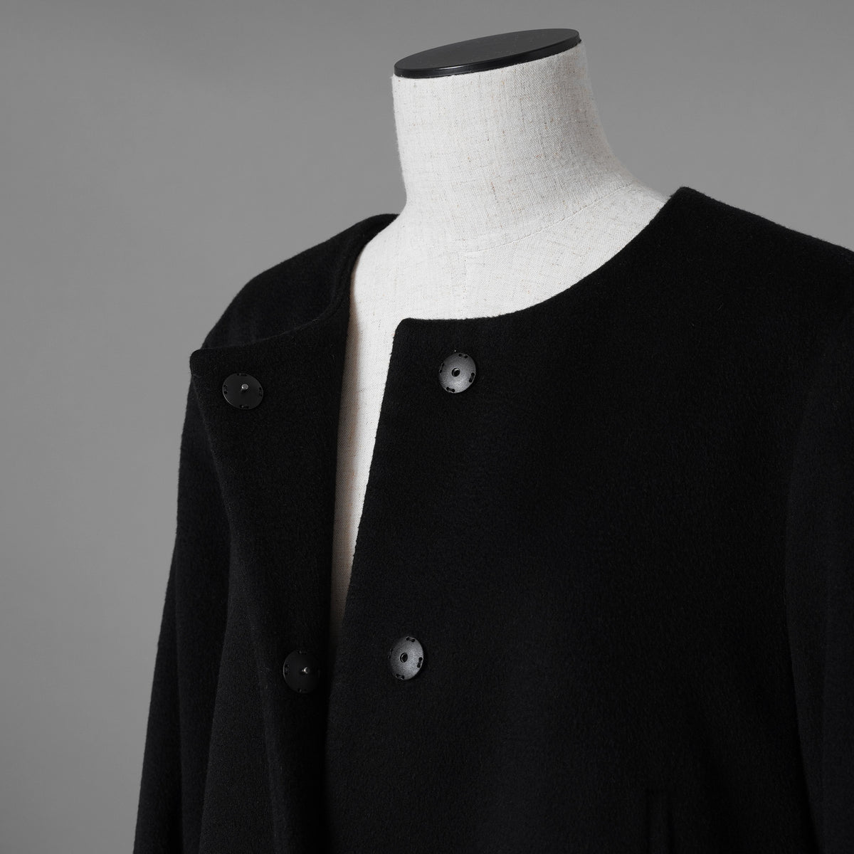 MAX MARA STUDIO マックス マーラ ステュディオ / 美品 ノーカラー ウールコート アウター / 60360263 / size 42 (BLACK) レディース 352085-yng