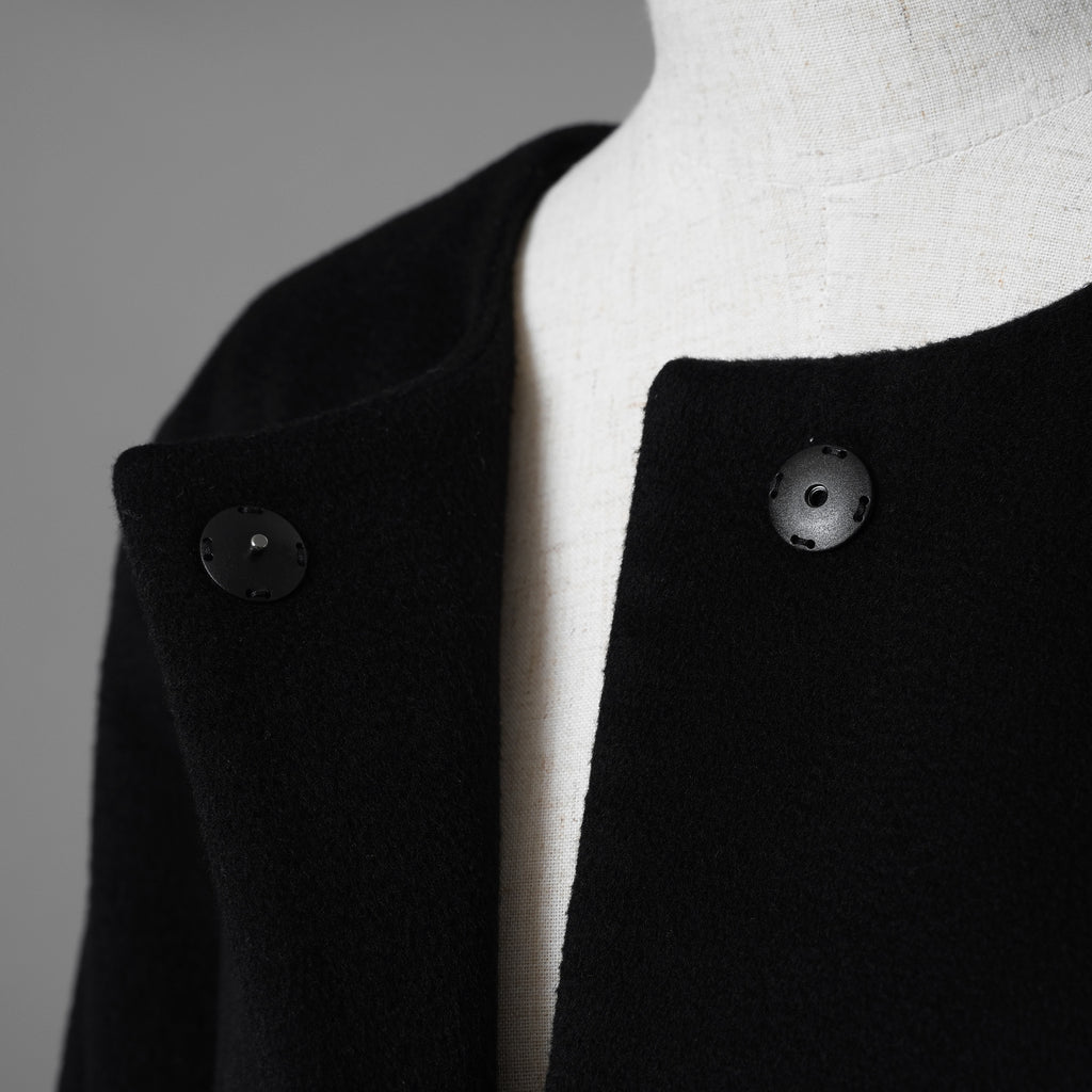 MAX MARA STUDIO マックス マーラ ステュディオ / 美品 ノーカラー ウールコート アウター / 60360263 / size 42 (BLACK) レディース 352085-yng