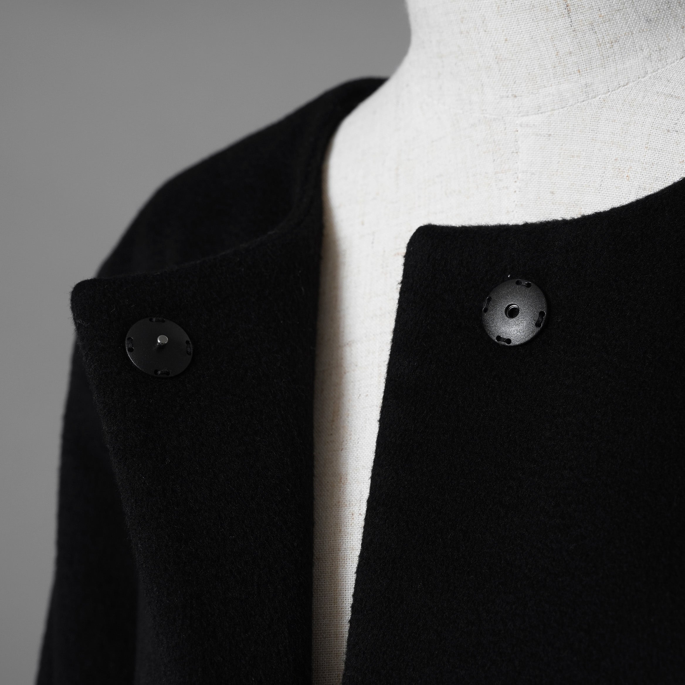 MAX MARA STUDIO マックス マーラ ステュディオ / 美品 ノーカラー ウールコート アウター / 60360263 / size 42 (BLACK) レディース 352085-yng