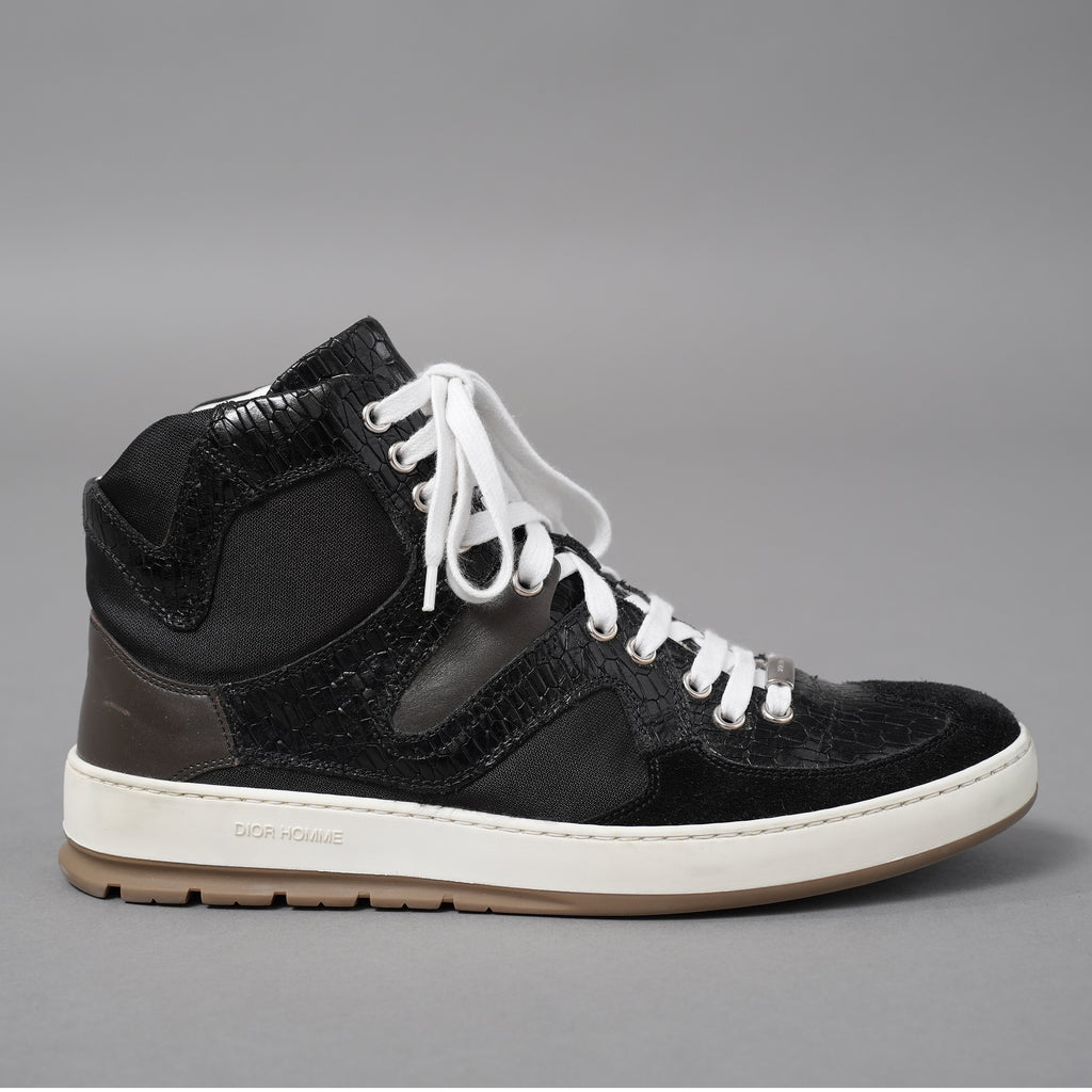 Dior homme ディオールオム / 14AW クロコダイル レザー ハイカット スニーカー  クリス・ヴァン・アッシュ / size 40 (25cm) BLACK)
