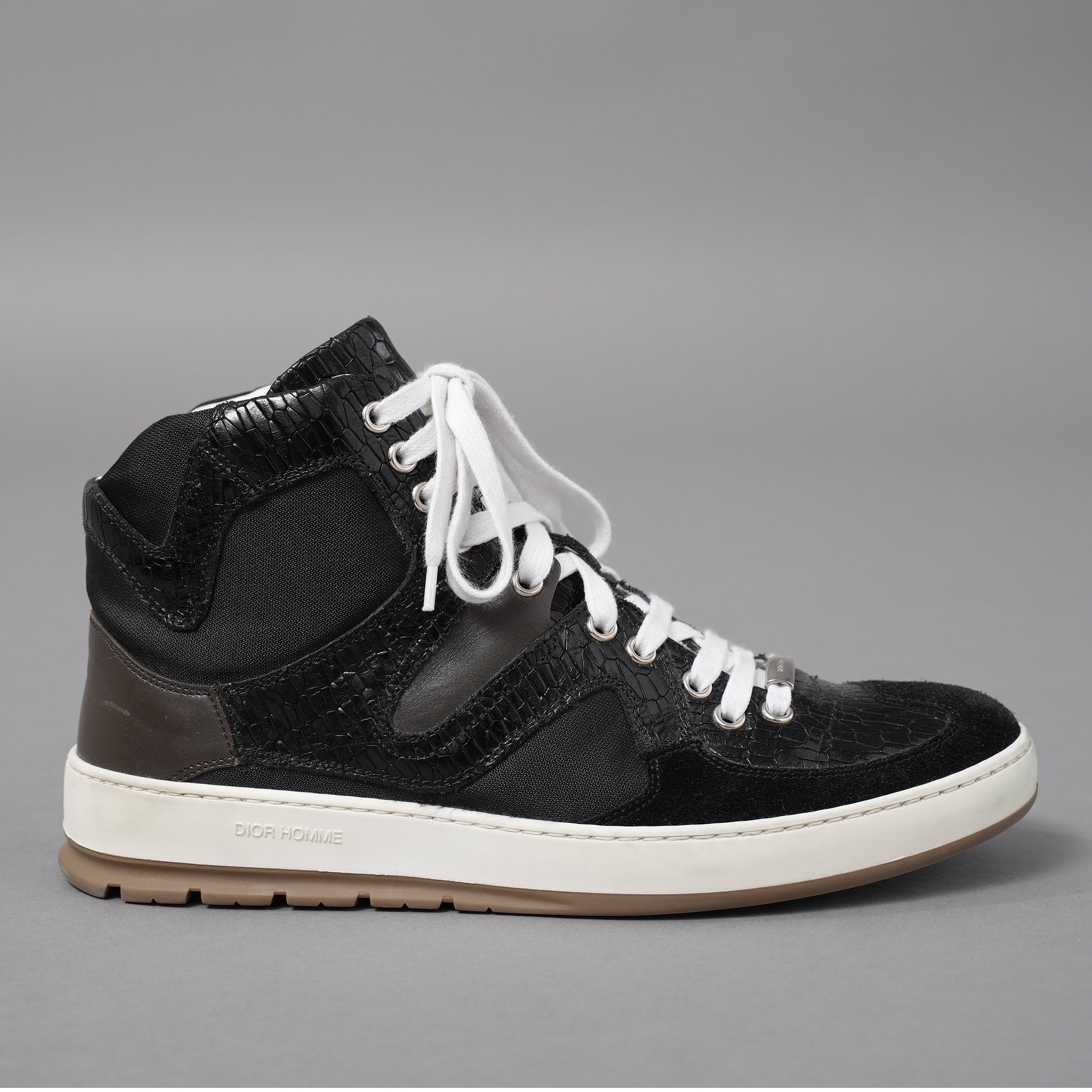 Dior homme ディオールオム / 14AW クロコダイル レザー ハイカット スニーカー  クリス・ヴァン・アッシュ / size 40 (25cm) BLACK)