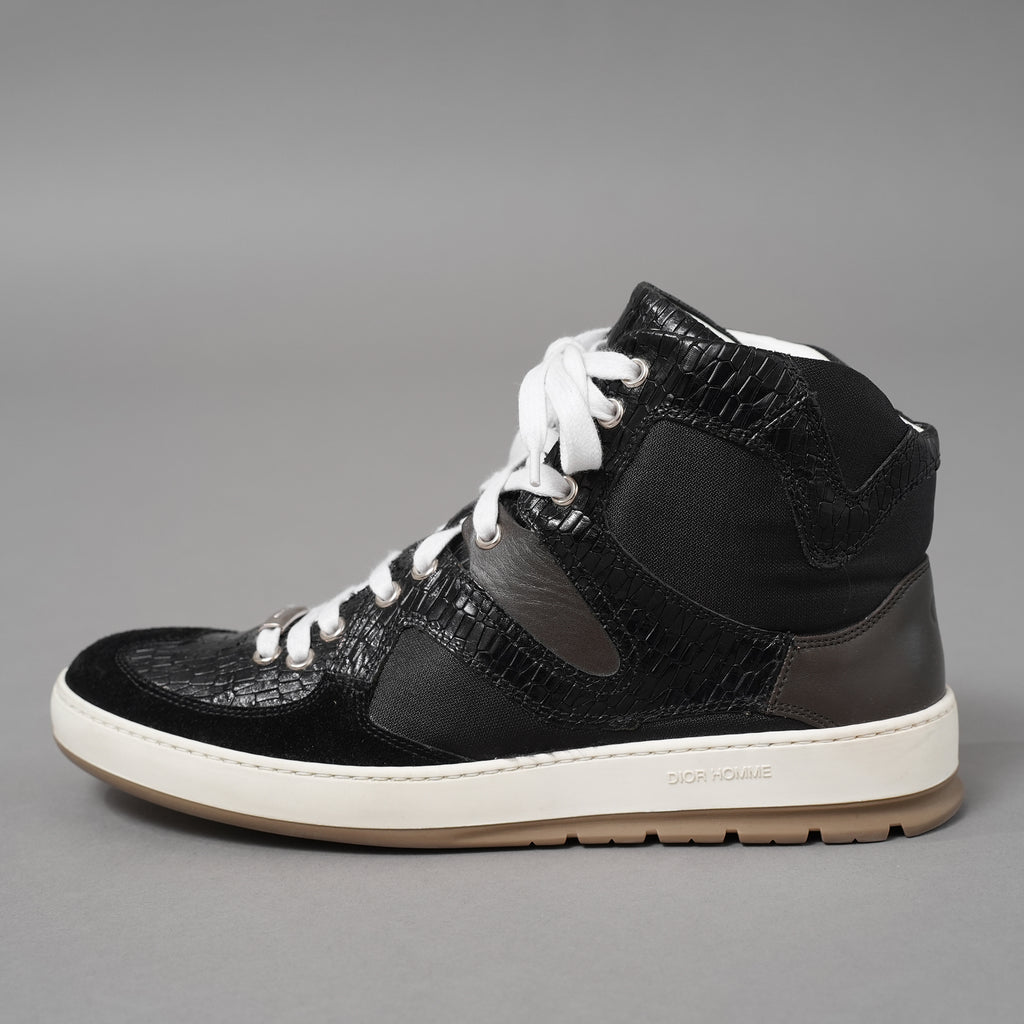 Dior homme ディオールオム / 14AW クロコダイル レザー ハイカット スニーカー  クリス・ヴァン・アッシュ / size 40 (25cm) BLACK)