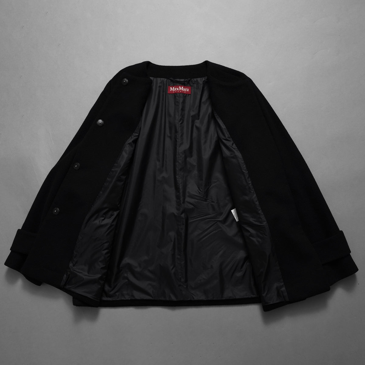 MAX MARA STUDIO マックス マーラ ステュディオ / 美品 ノーカラー ウールコート アウター / 60360263 / size 42 (BLACK) レディース 352085-yng