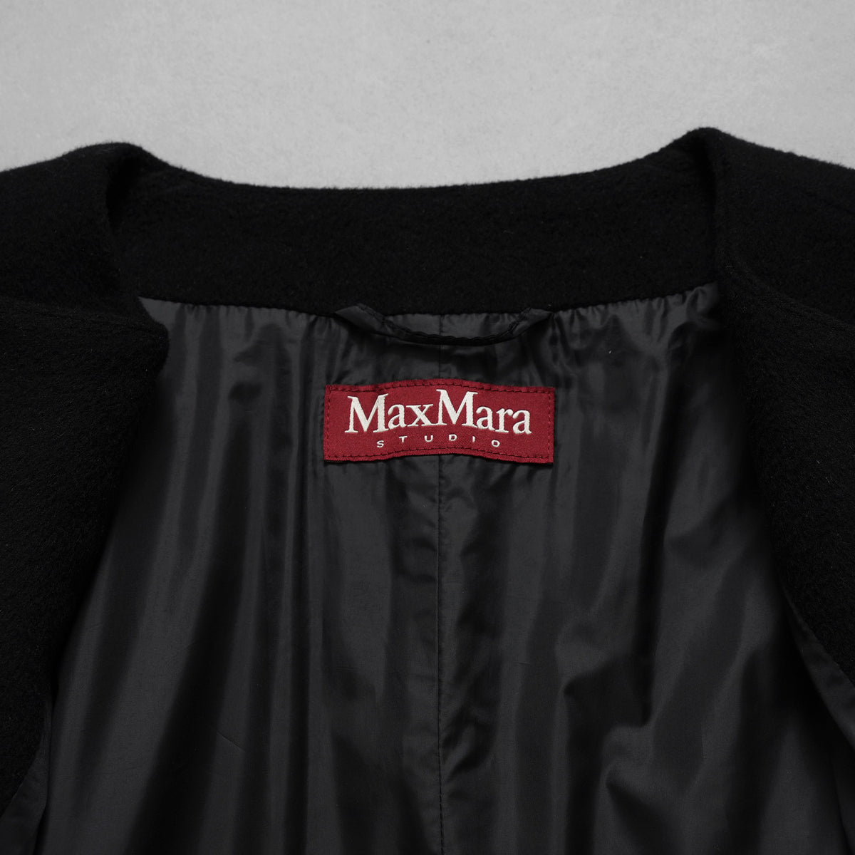 MAX MARA STUDIO マックス マーラ ステュディオ / 美品 ノーカラー ウールコート アウター / 60360263 / size 42 (BLACK) レディース 352085-yng