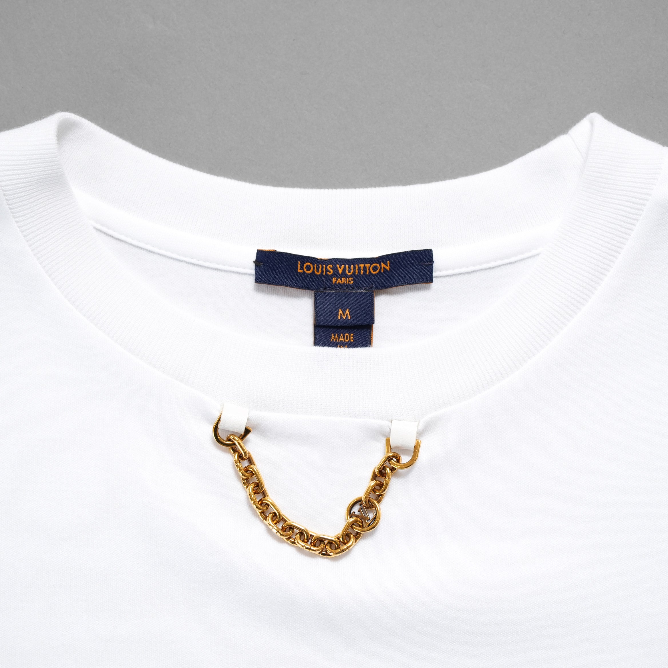 LOUIS VUITTON ルイヴィトン / 22SS サイドストラップ Tシャツ チェーン / 半袖Tシャツ / RW222B UOL FNTS76 / size M (WHITE) レディース