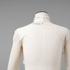 FENDI フェンディ / 美品 22SS シルク シアーチェック柄 フリル ハイネックトップス / 長袖Tシャツ / FZX840 ALAE / size 42 (IVORY)