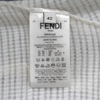 FENDI フェンディ / 美品 22SS シルク シアーチェック柄 フリル ハイネックトップス / 長袖Tシャツ / FZX840 ALAE / size 42 (IVORY)