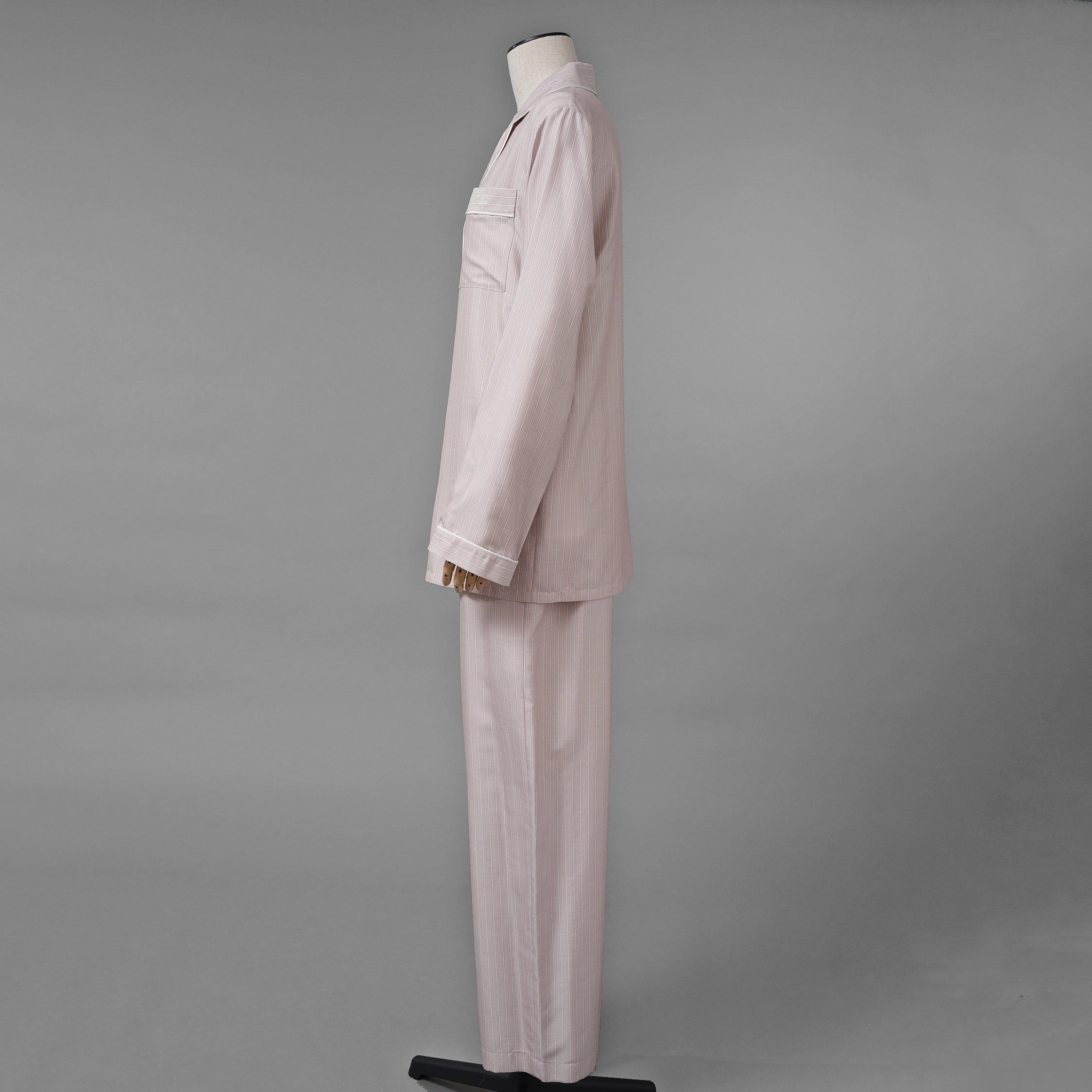 新品 希少 CELINE セリーヌ / 24SS 麻布台ヒルズ限定 トリオンフロゴ入り ストライプシルク パジャマ セットアップ / 長袖シャツ / パンツ / 2C17B948S / 2P26A948S / size 36 (LIGHHT PINK) レディース