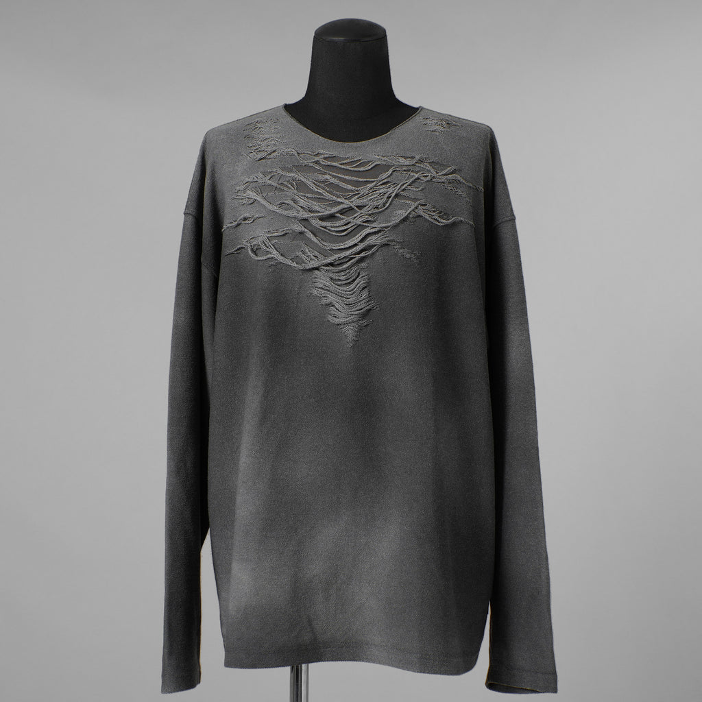DIESEL ディーゼル / 美品 25SS S-RUBEN ランウェイ クラッシュ加工クルーネック スウェット / A18216 / size L (GRAY) 352089-in-ue