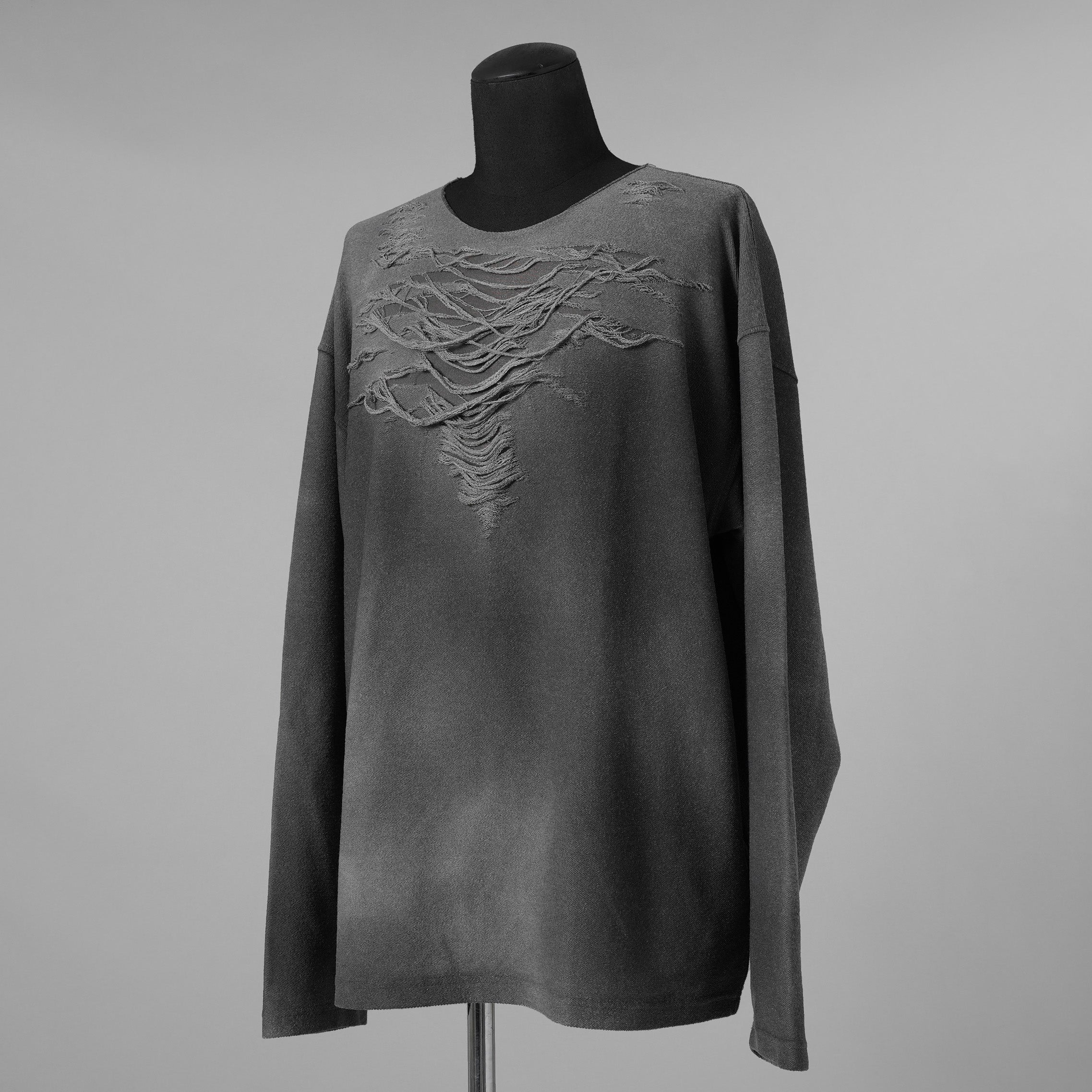 DIESEL ディーゼル / 美品 25SS S-RUBEN ランウェイ クラッシュ加工クルーネック スウェット / A18216 / size L (GRAY) 352089-in-ue