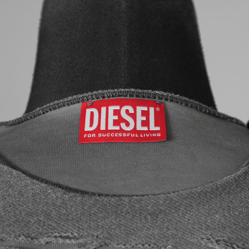 DIESEL ディーゼル / 美品 25SS S-RUBEN ランウェイ クラッシュ加工クルーネック スウェット / A18216 / size L (GRAY) 352089-in-ue