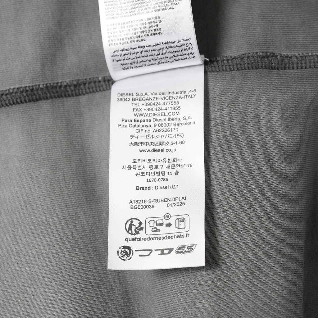 DIESEL ディーゼル / 美品 25SS S-RUBEN ランウェイ クラッシュ加工クルーネック スウェット / A18216 / size L (GRAY) 352089-in-ue