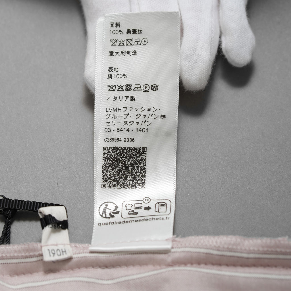 新品 希少 CELINE セリーヌ / 24SS 麻布台ヒルズ限定 トリオンフロゴ入り ストライプシルク パジャマ セットアップ / 長袖シャツ / パンツ / 2C17B948S / 2P26A948S / size 36 (LIGHHT PINK) レディース