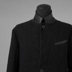 bajra バジュラ / 美品 25AW ウール リネン コットン ツイード カウハイドアクセント 3ボタン ジャケット / 159BJ01 / size 3 (BLACK) 352087-in-ue