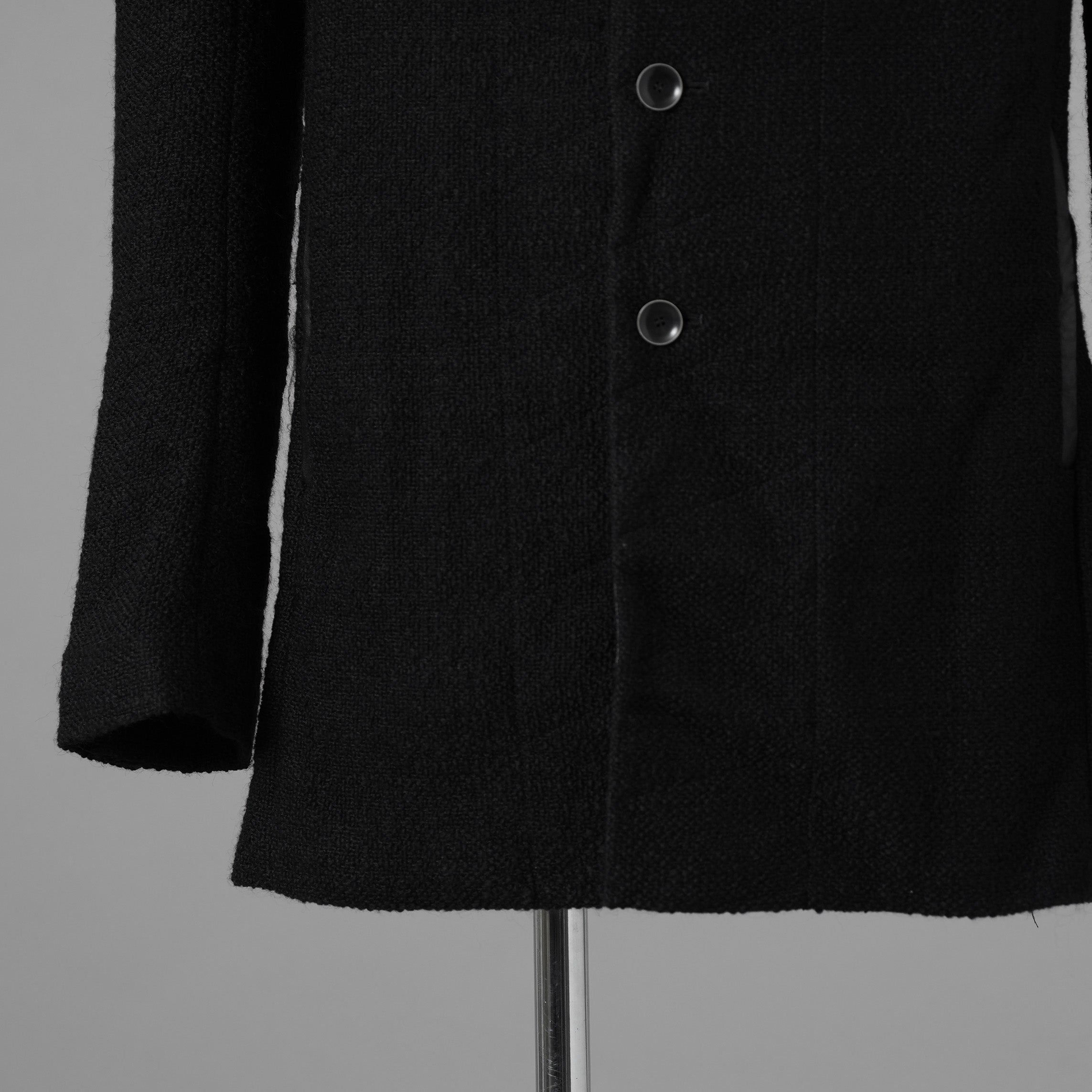 bajra バジュラ / 美品 25AW ウール リネン コットン ツイード カウハイドアクセント 3ボタン ジャケット / 159BJ01 / size 3 (BLACK) 352087-in-ue