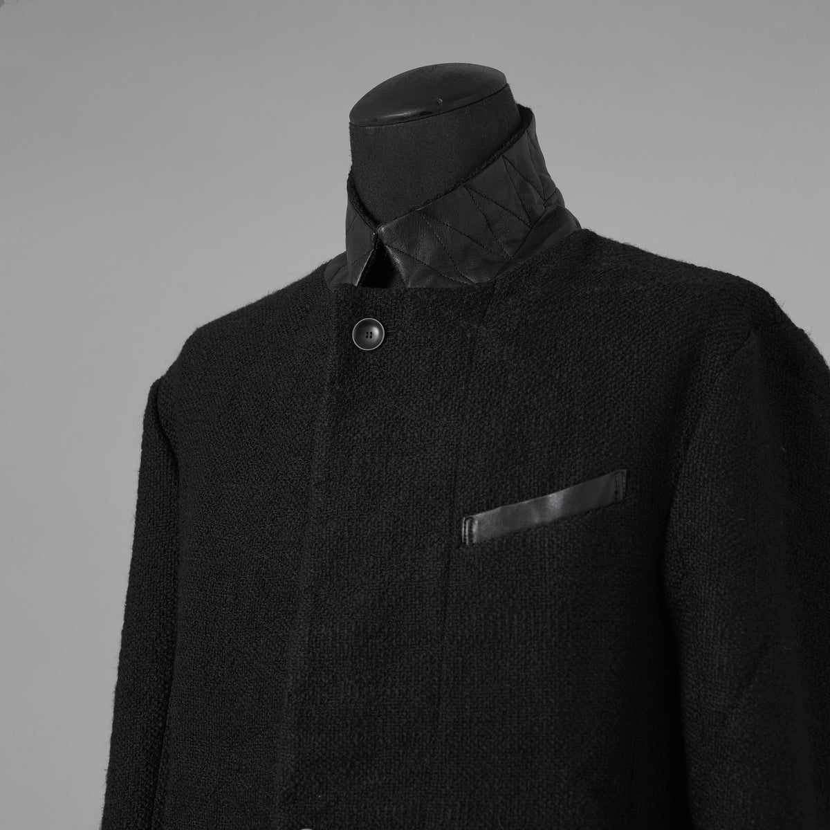 bajra バジュラ / 美品 25AW ウール リネン コットン ツイード カウハイドアクセント 3ボタン ジャケット / 159BJ01 / size 3 (BLACK) 352087-in-ue