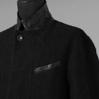 bajra バジュラ / 美品 25AW ウール リネン コットン ツイード カウハイドアクセント 3ボタン ジャケット / 159BJ01 / size 3 (BLACK) 352087-in-ue