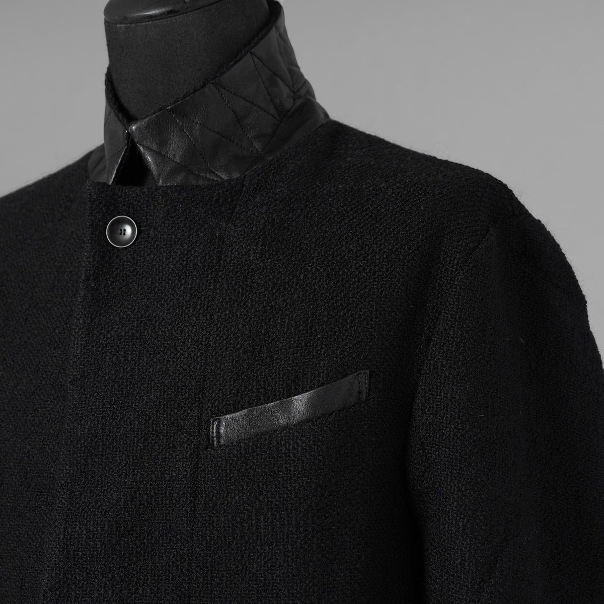 bajra バジュラ / 美品 25AW ウール リネン コットン ツイード カウハイドアクセント 3ボタン ジャケット / 159BJ01 / size 3 (BLACK) 352087-in-ue