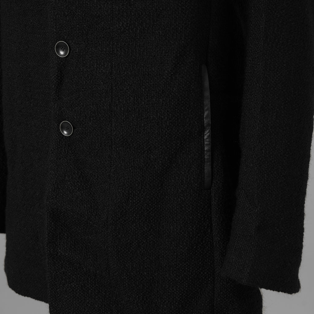 bajra バジュラ / 美品 25AW ウール リネン コットン ツイード カウハイドアクセント 3ボタン ジャケット / 159BJ01 / size 3 (BLACK) 352087-in-ue