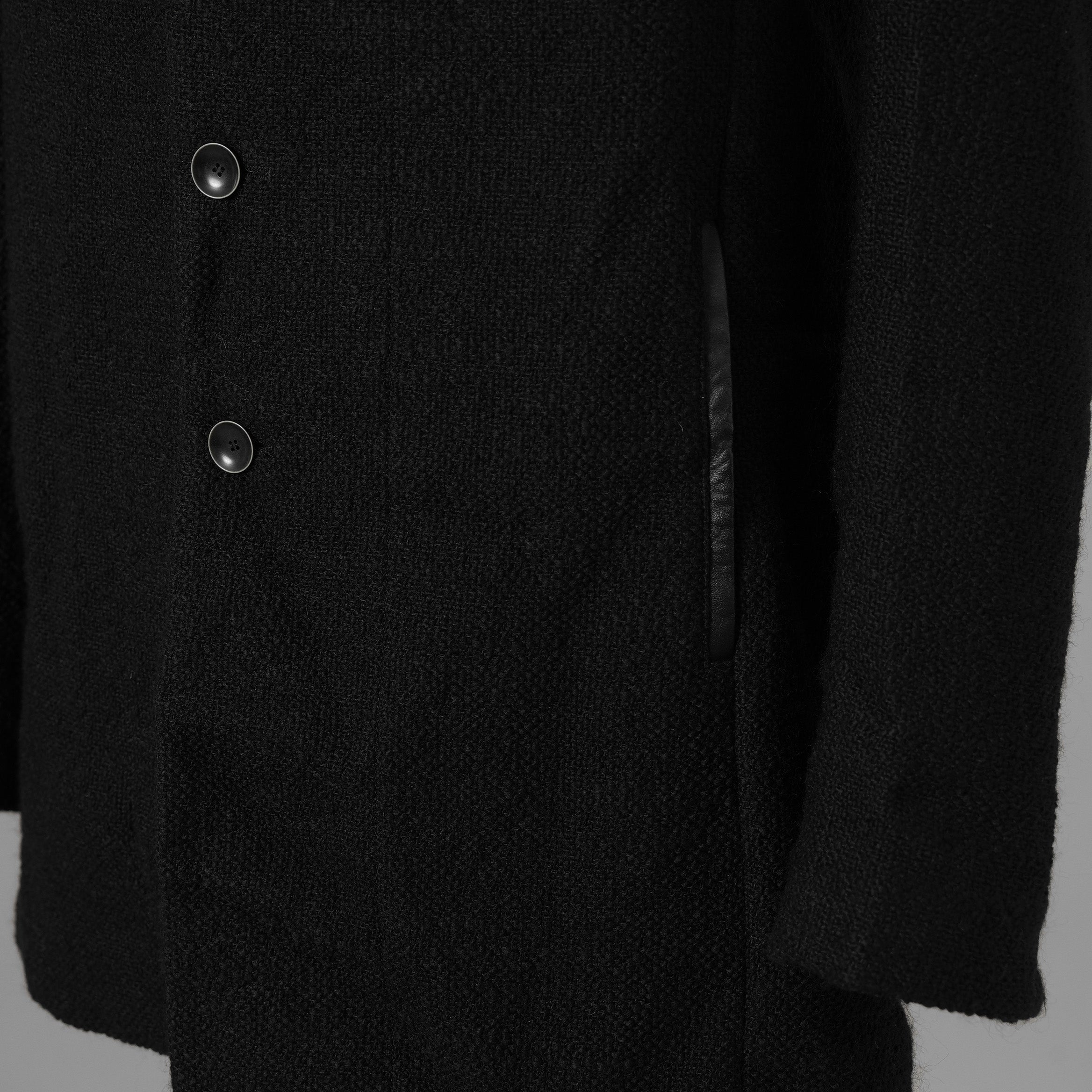 bajra バジュラ / 美品 25AW ウール リネン コットン ツイード カウハイドアクセント 3ボタン ジャケット / 159BJ01 / size 3 (BLACK) 352087-in-ue