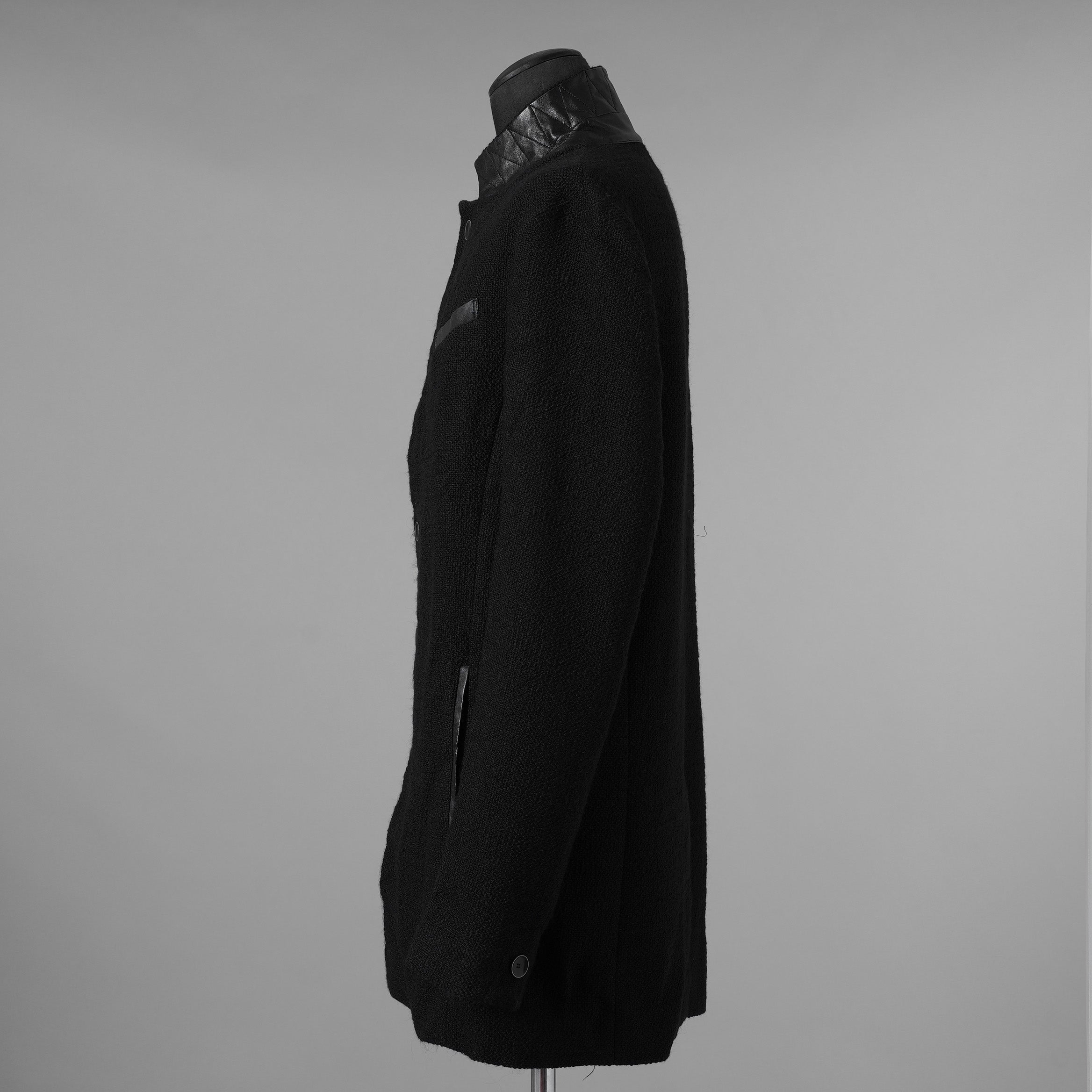 bajra バジュラ / 美品 25AW ウール リネン コットン ツイード カウハイドアクセント 3ボタン ジャケット / 159BJ01 / size 3 (BLACK) 352087-in-ue
