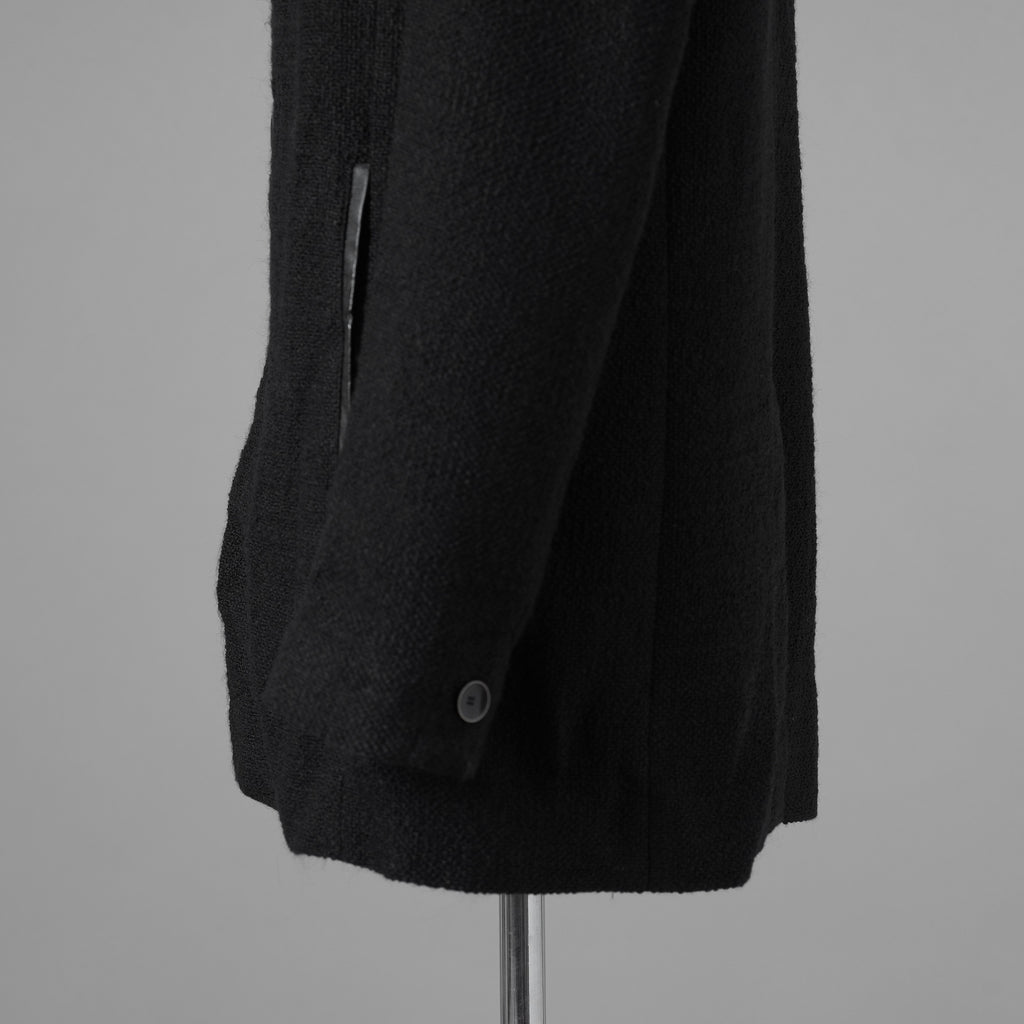 bajra バジュラ / 美品 25AW ウール リネン コットン ツイード カウハイドアクセント 3ボタン ジャケット / 159BJ01 / size 3 (BLACK) 352087-in-ue