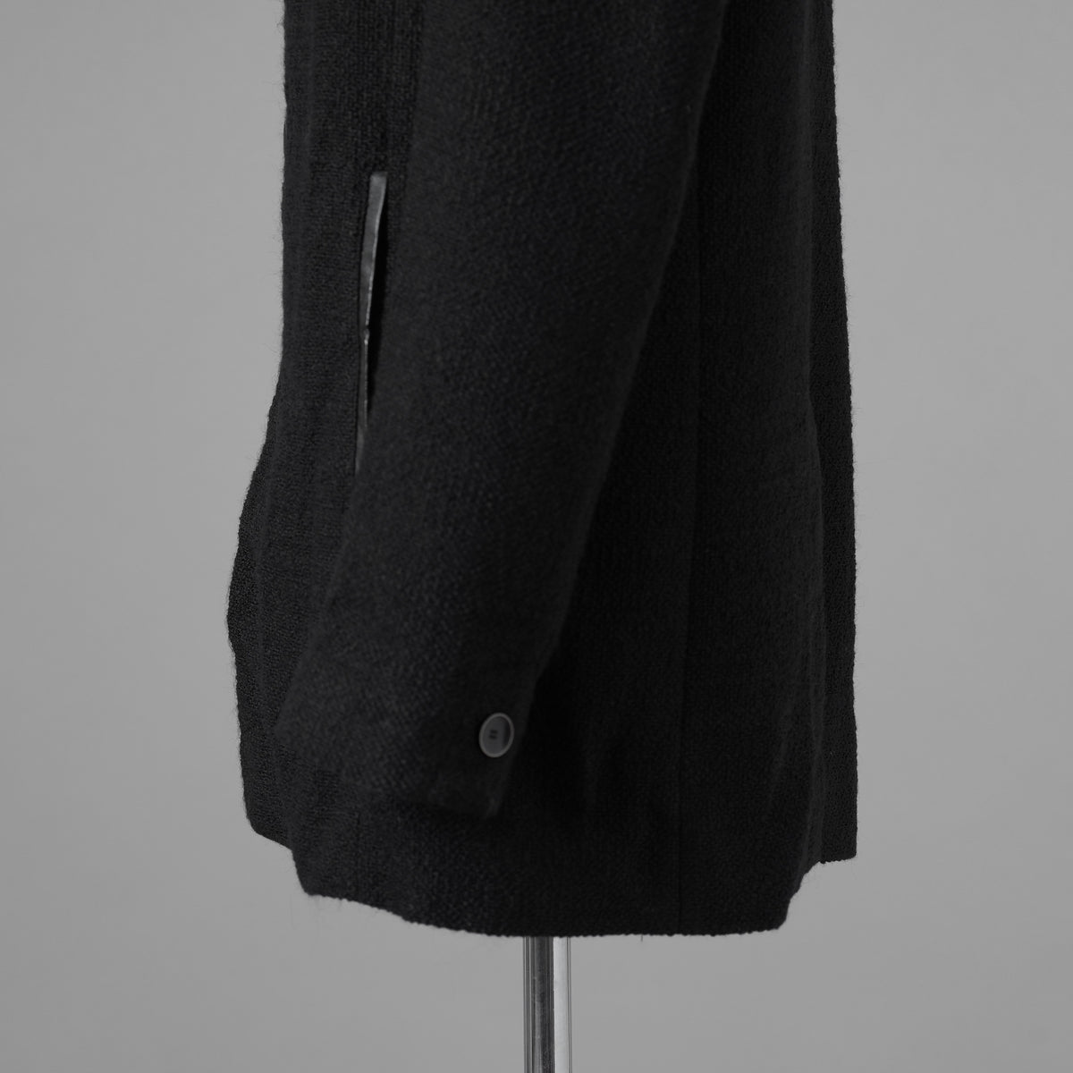 bajra バジュラ / 美品 25AW ウール リネン コットン ツイード カウハイドアクセント 3ボタン ジャケット / 159BJ01 / size 3 (BLACK) 352087-in-ue