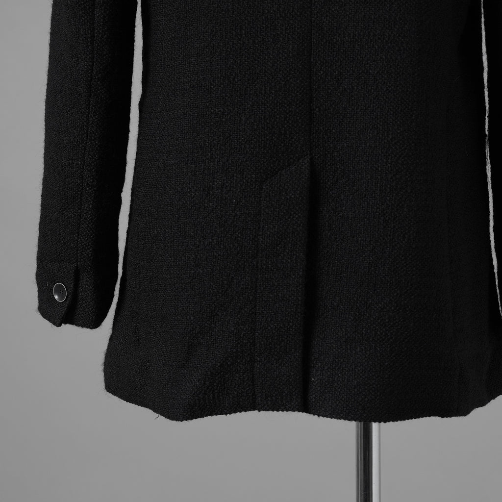 bajra バジュラ / 美品 25AW ウール リネン コットン ツイード カウハイドアクセント 3ボタン ジャケット / 159BJ01 / size 3 (BLACK) 352087-in-ue