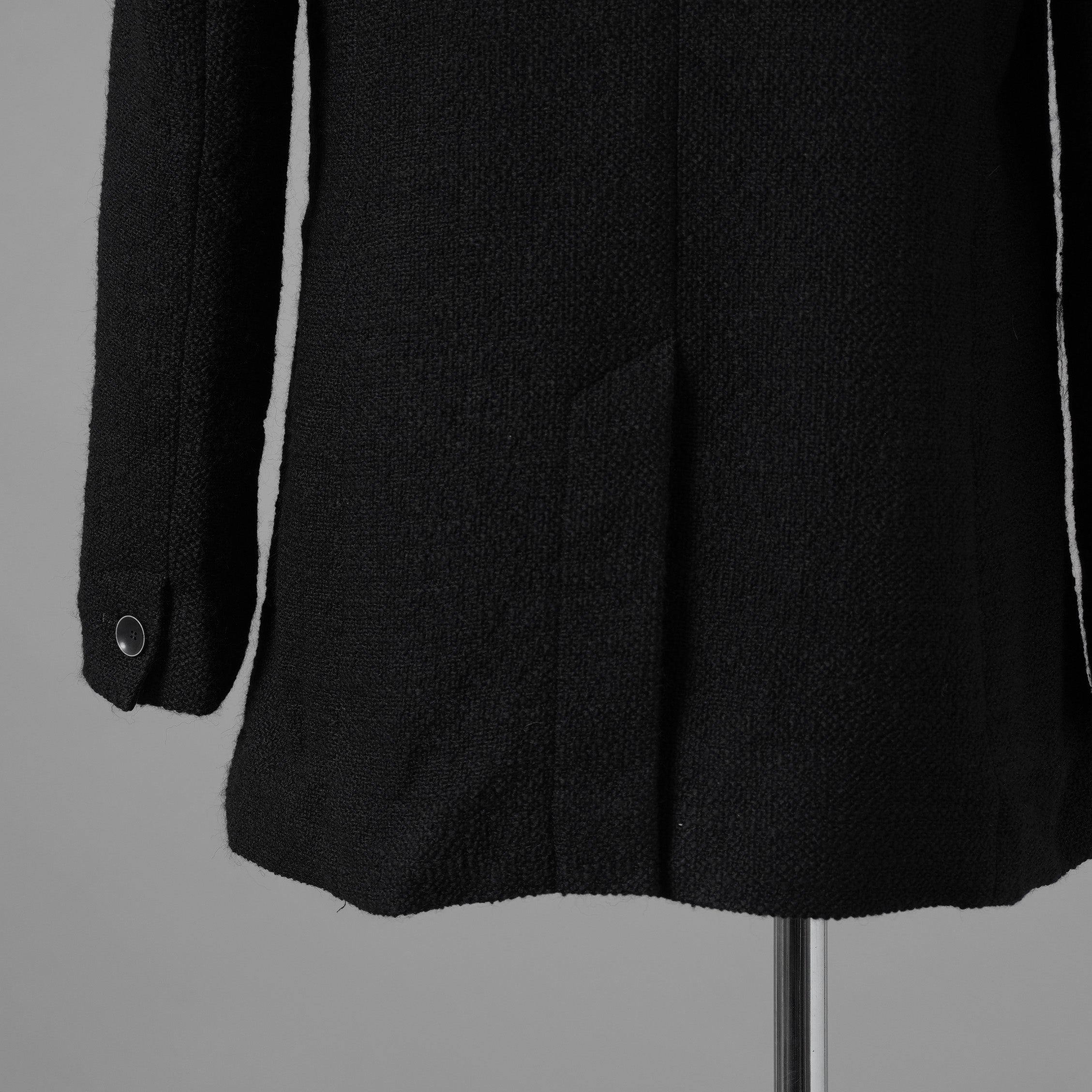 bajra バジュラ / 美品 25AW ウール リネン コットン ツイード カウハイドアクセント 3ボタン ジャケット / 159BJ01 / size 3 (BLACK) 352087-in-ue