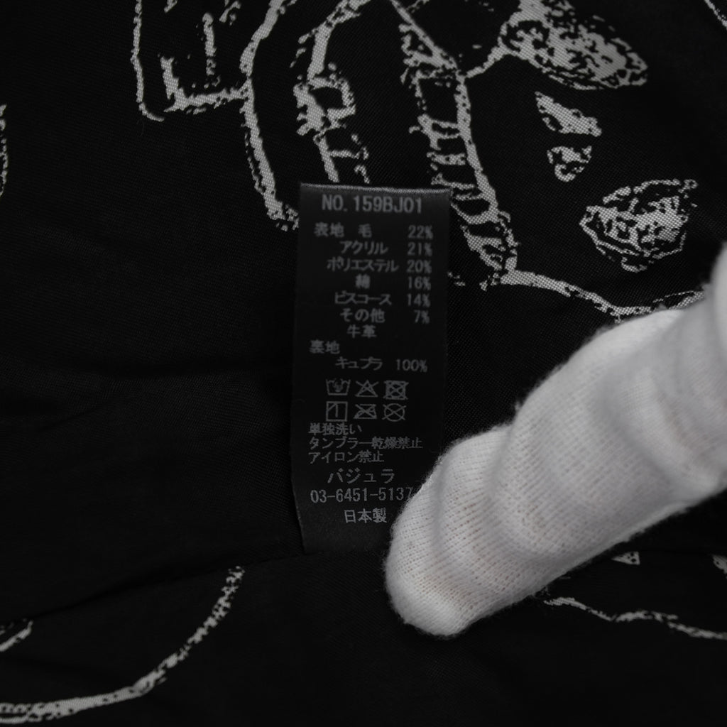 bajra バジュラ / 美品 25AW ウール リネン コットン ツイード カウハイドアクセント 3ボタン ジャケット / 159BJ01 / size 3 (BLACK) 352087-in-ue
