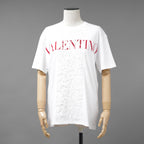 VALENTINO ヴァレンティノ / 22SS ロゴプリント エンブロイダリー  レースパネル  半袖Tシャツ / size XS (WHITE) レディース