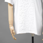 VALENTINO ヴァレンティノ / 22SS ロゴプリント エンブロイダリー  レースパネル  半袖Tシャツ / size XS (WHITE) レディース