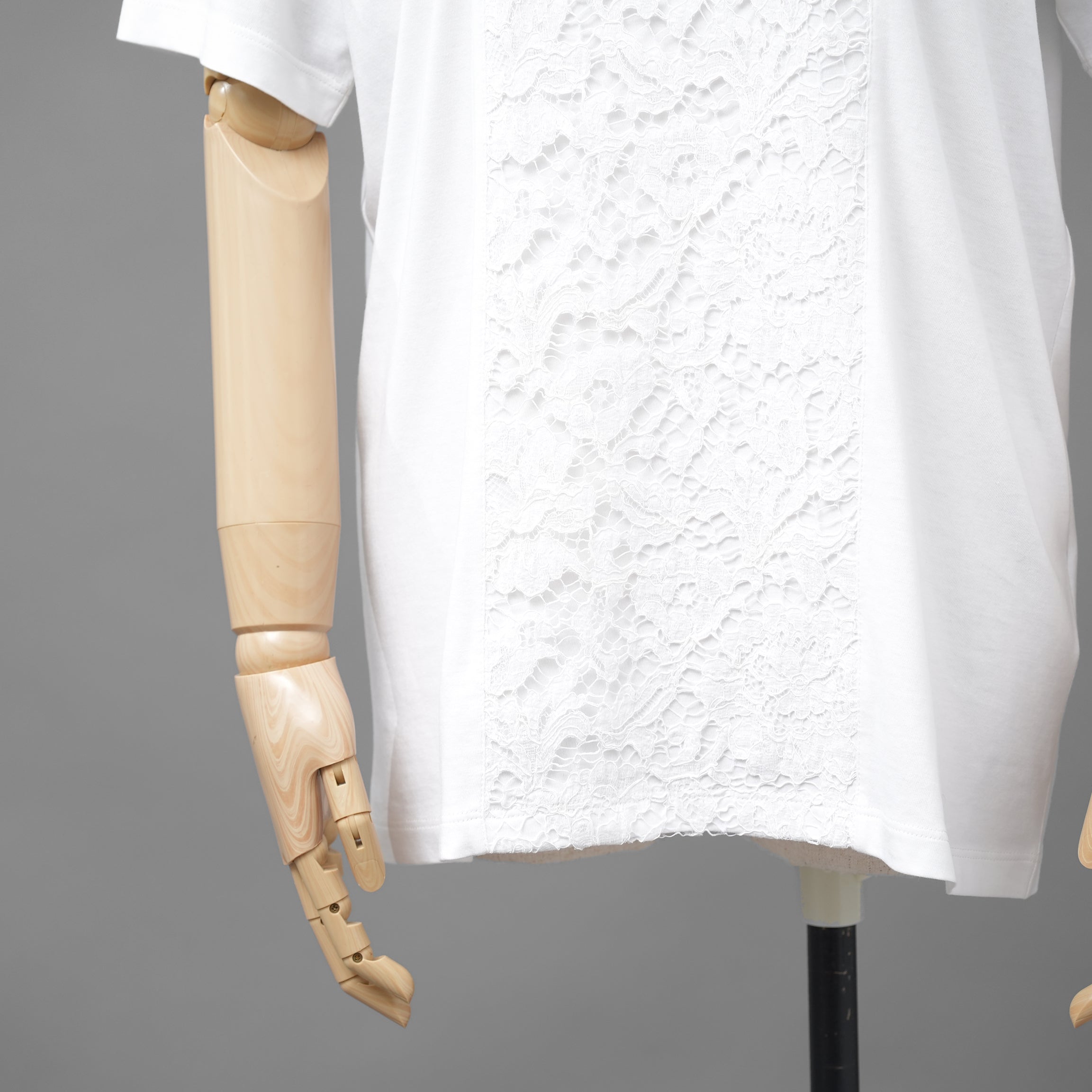 VALENTINO ヴァレンティノ / 22SS ロゴプリント エンブロイダリー  レースパネル  半袖Tシャツ / size XS (WHITE) レディース