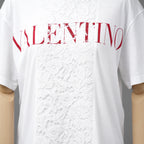 VALENTINO ヴァレンティノ / 22SS ロゴプリント エンブロイダリー  レースパネル  半袖Tシャツ / size XS (WHITE) レディース