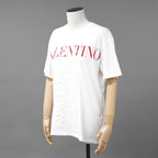 VALENTINO ヴァレンティノ / 22SS ロゴプリント エンブロイダリー  レースパネル  半袖Tシャツ / size XS (WHITE) レディース