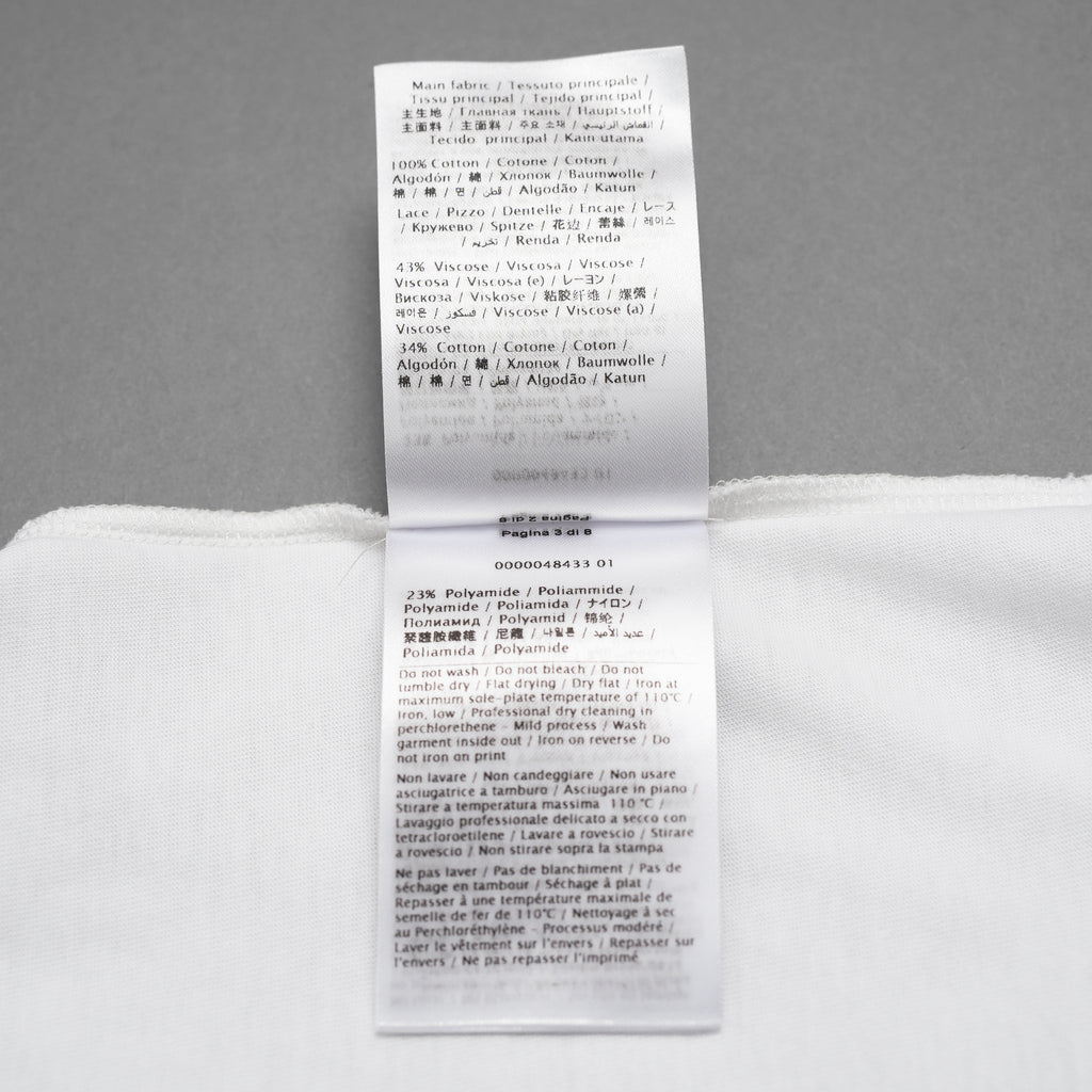 VALENTINO ヴァレンティノ / 22SS ロゴプリント エンブロイダリー  レースパネル  半袖Tシャツ / size XS (WHITE) レディース