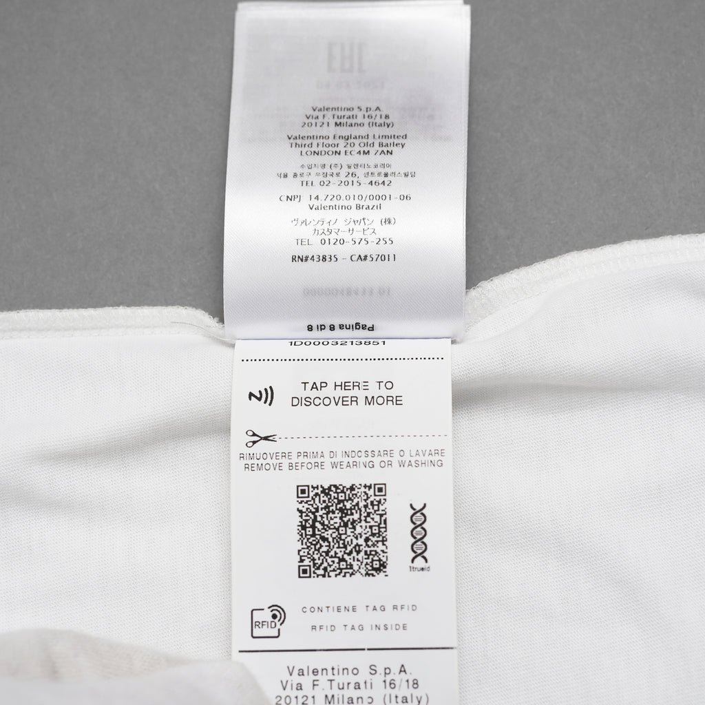 VALENTINO ヴァレンティノ / 22SS ロゴプリント エンブロイダリー  レースパネル  半袖Tシャツ / size XS (WHITE) レディース