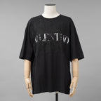 VALENTINO ヴァレンティノ /  20SS ロゴ レースパネル 半袖Tシャツ / オーバーサイズ  / WB3MG 14W6K7 / size S (BLACK) レディース