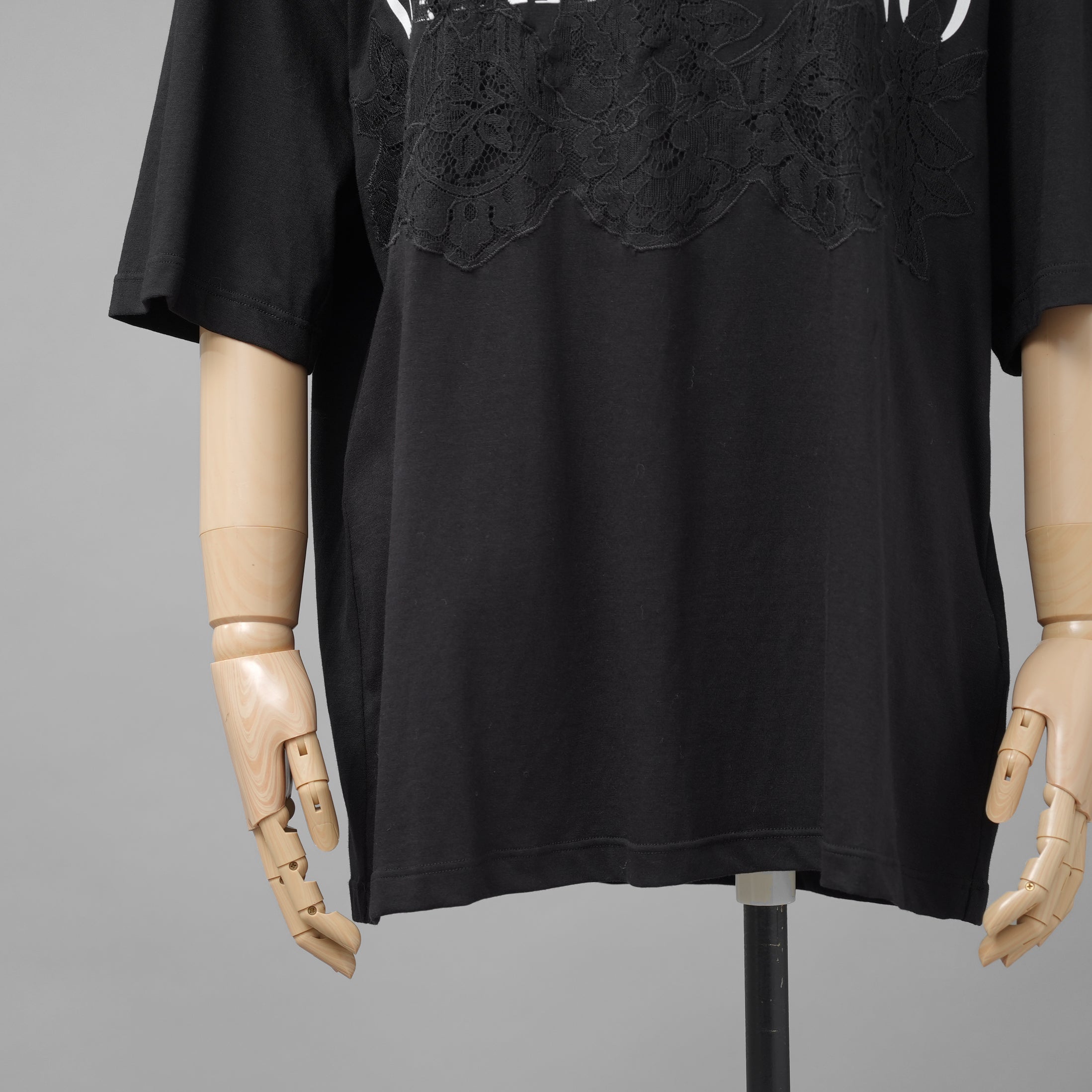 VALENTINO ヴァレンティノ /  20SS ロゴ レースパネル 半袖Tシャツ / オーバーサイズ  / WB3MG 14W6K7 / size S (BLACK) レディース