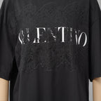 VALENTINO ヴァレンティノ /  20SS ロゴ レースパネル 半袖Tシャツ / オーバーサイズ  / WB3MG 14W6K7 / size S (BLACK) レディース