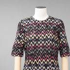 MISSONI ミッソーニ / 美品 23AW かぎ針編みニット 半袖ミニワンピース / DS23WG31 / size 44 (BLACK)