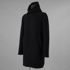 1PIU1UGUALE3 ウノピゥウノウグァーレトレ / 18AW 美品 WRAP NECK HOOD COAT ウールカシミア メルトンコート アウター / MRC060 WNY016 / size 4 (BLACK) 123023-alm