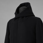1PIU1UGUALE3 ウノピゥウノウグァーレトレ / 18AW 美品 WRAP NECK HOOD COAT ウールカシミア メルトンコート アウター / MRC060 WNY016 / size 4 (BLACK) 123023-alm