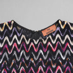 MISSONI ミッソーニ / 美品 23AW かぎ針編みニット 半袖ミニワンピース / DS23WG31 / size 44 (BLACK)