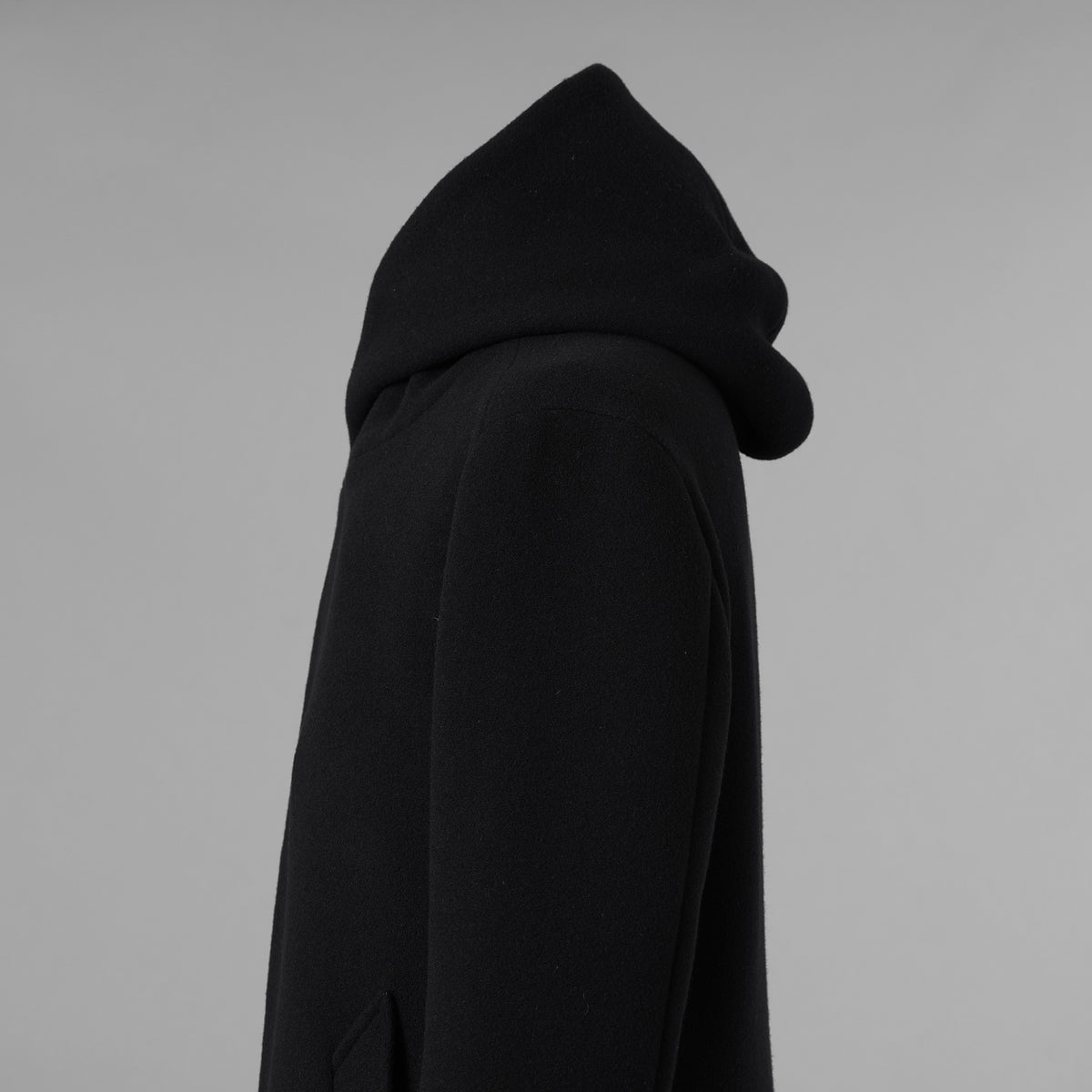 1PIU1UGUALE3 ウノピゥウノウグァーレトレ / 18AW 美品 WRAP NECK HOOD COAT ウールカシミア メルトンコート アウター / MRC060 WNY016 / size 4 (BLACK) 123023-alm