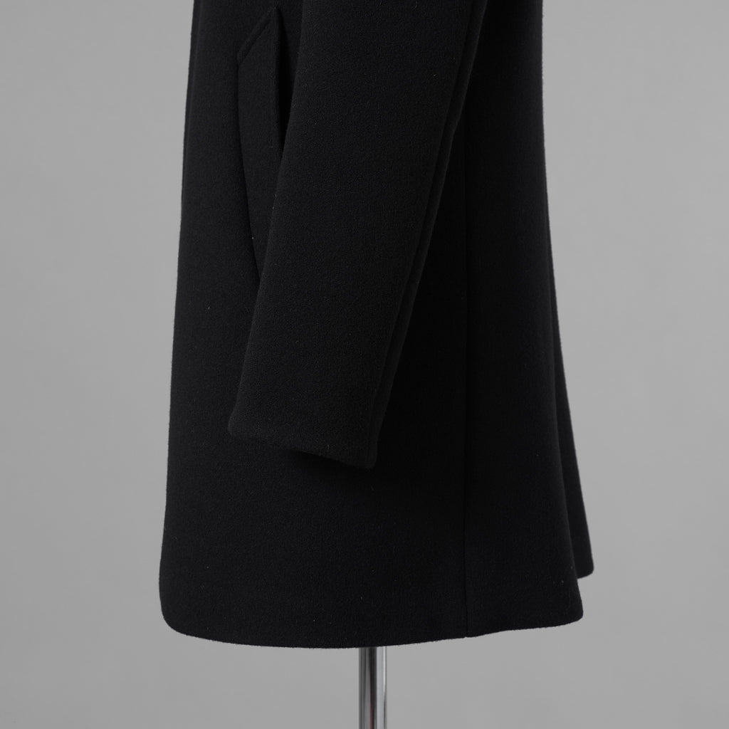1PIU1UGUALE3 ウノピゥウノウグァーレトレ / 18AW 美品 WRAP NECK HOOD COAT ウールカシミア メルトンコート アウター / MRC060 WNY016 / size 4 (BLACK) 123023-alm